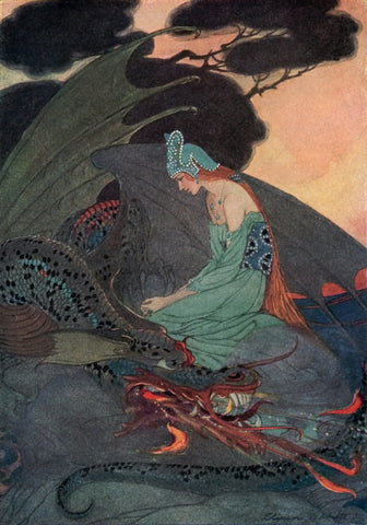 Elenore Abbott's Dragon Princess (1920): beautifully framed antique book illustration