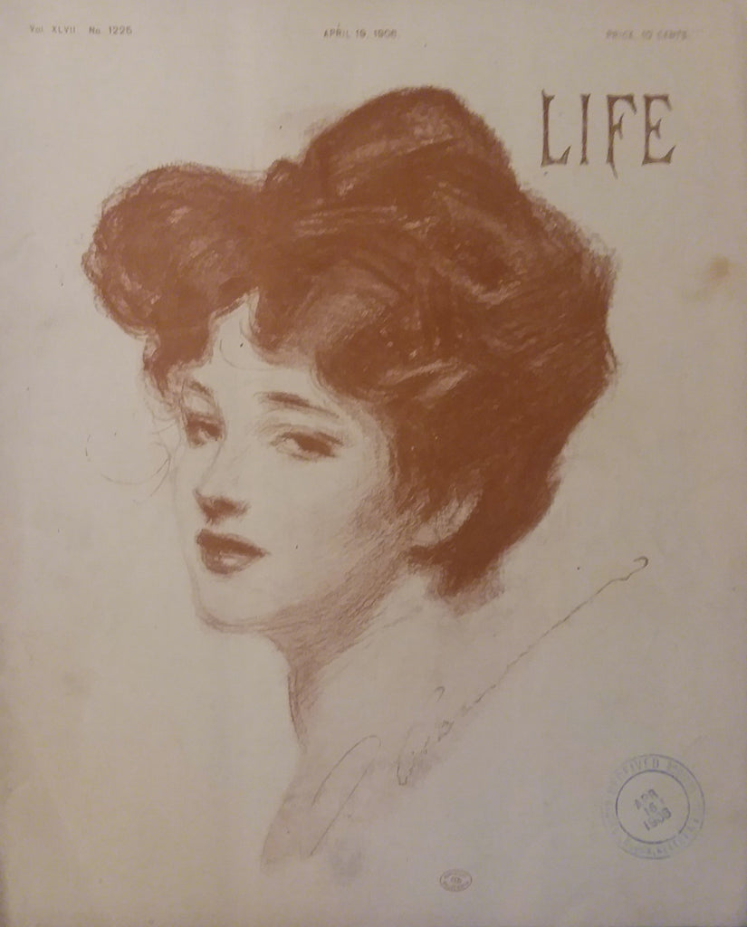 "Gibson Girl" cover illustration for "Life" magazine (1908): rare, beautifully framed antique