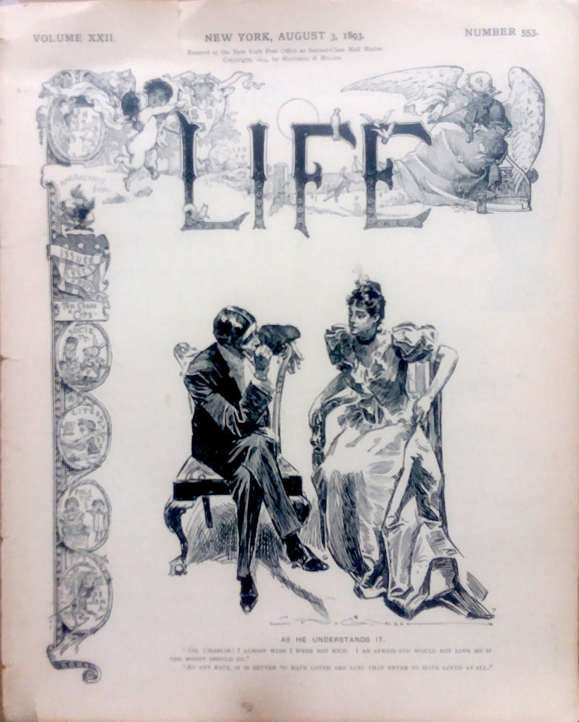 Charles Dana Gibson cover illustration for Life (August 3, 1893): a beautifully framed antique