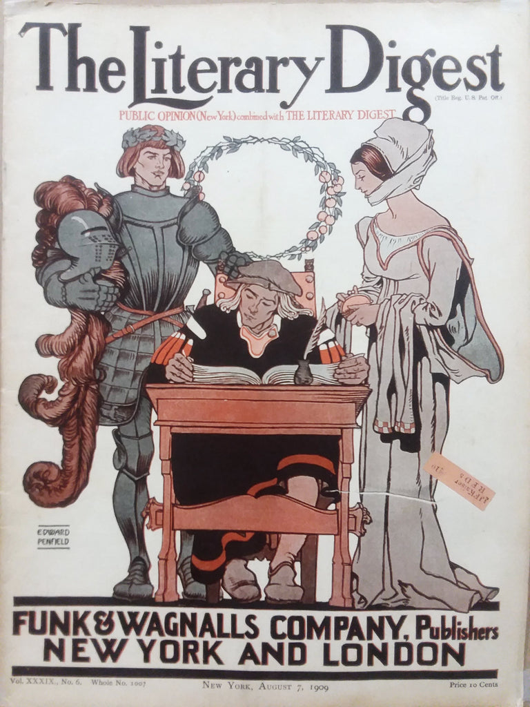 Edward Penfield cover illustration for The Literary Digest (1909); a beautifully framed antique