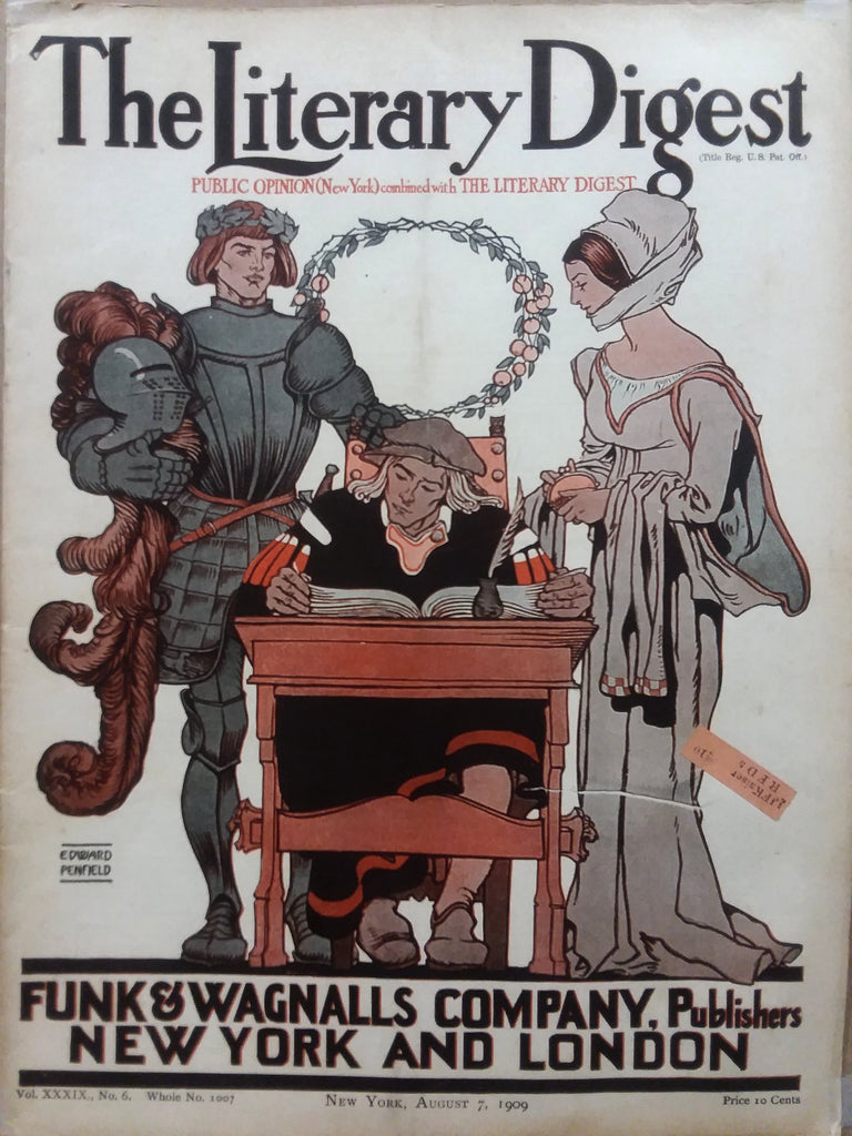 Edward Penfield cover illustration for The Literary Digest (1909); a beautifully framed antique