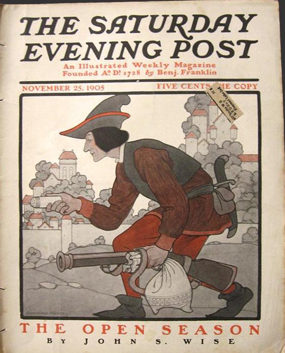 Guernsey Moore cover illustration for "The Saturday Evening Post" (1905): rare, beautifully framed antique