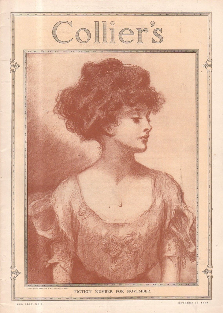 "Gibson Girl" cover illustration for "Collier's Weekly" (1909): a beautifully framed antique