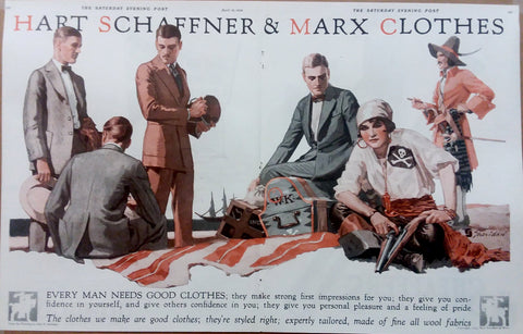 John E. "Jack" Sheridan advertisement illustration for The Evening Post (1924): a beautifully framed antique