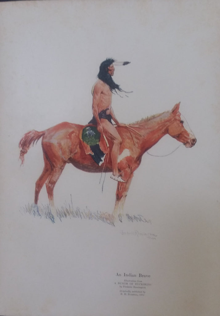 Frederic Remington illustration from "The Book of the American Indian" (1923): rare, beautifully framed antique