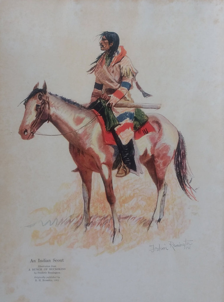 Frederic Remington illustration from "The Book of the American Indian" (1923): rare, beautifully framed antique