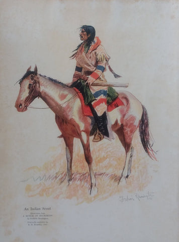 Frederic Remington illustration from "The Book of the American Indian" (1923): rare, beautifully framed antique
