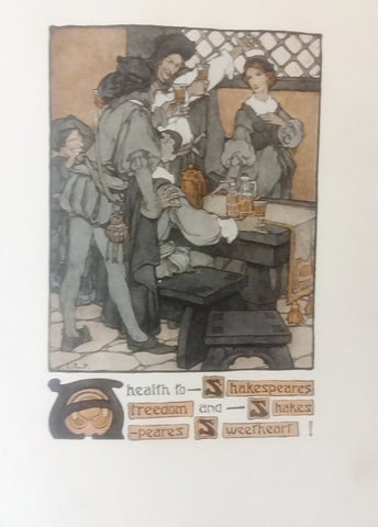 Clara Elsene Peck illustration for "Shake-speare's Sweetheart" (1905): beautifully framed antique