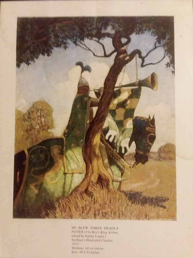 N. C. Wyeth illustration from "The Boy's King Arthur" (1917): beautifully framed antique