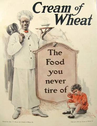 Edward Brewer "Cream of Wheat Advertisement" with Rastus the Chef (1918): rare, beautifully framed antique